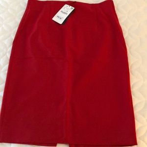 Red Zara pencil skirt